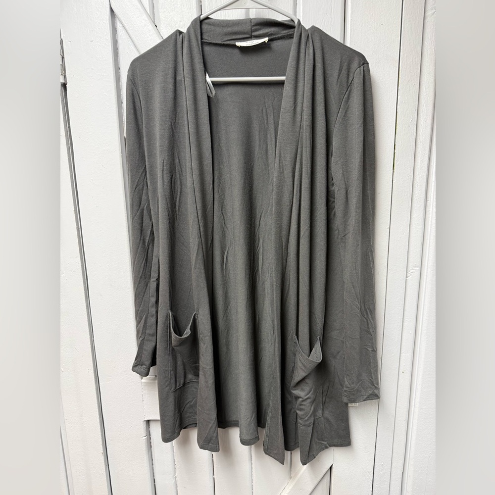 Zenana Charcoal Gray Knit Top size S